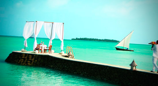 Azure water in de Malediven
